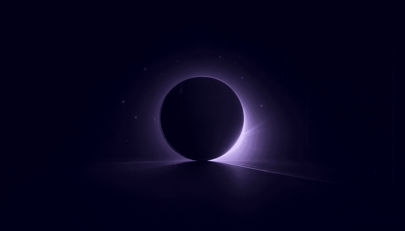 Markenbild von Penumbra: violettes Wellenfeld mit Streusternen